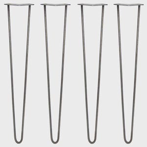 4 x 28" Hairpin Legs - 2 Prong - 10mm - Raw Steel