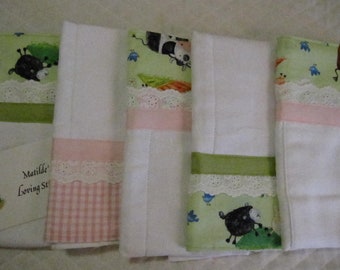 Burp Pads Set, Cows, Pigs and More