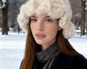 Chao Yang Fur Hat with Ear Flaps 70s 80s Chinese Real Fur Winter Hat Beanie Fabric Lined  main image 4