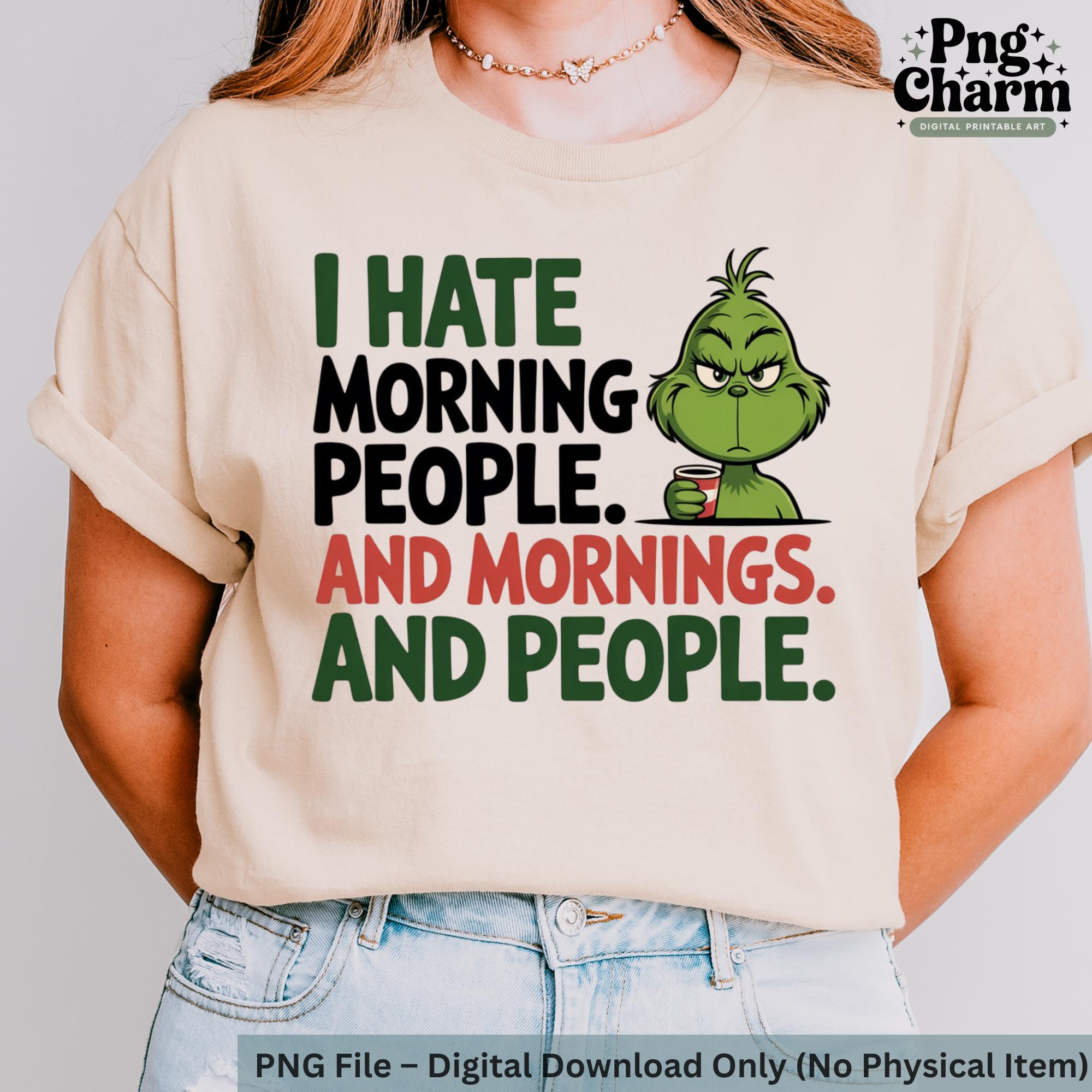 GR8Shop I Hate Morning People And Mornings And People Grinch Trasparente tazza di birra Stein 0.5L