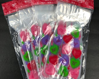 Lot 4 of 12 Pack Valentine's TREAT BAGS Conversation Hearts Classroom Party NIB