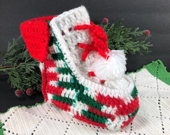 Vintage Crocheted Christmas Stocking Bootie