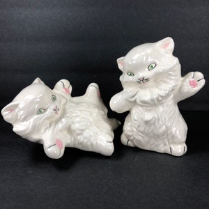 Vintage Ceramic White Ceramic Persian Cat Kitten Figurines