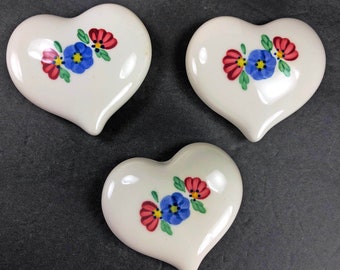 Vintage Heart Ceramic Hand Painted Floral Wall Decor Plaques Home Interiors