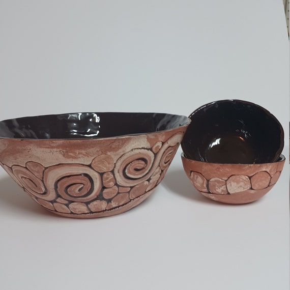 Terracotta Chips and Salsa Bowls Chips and Dip Fruit Bowls Etsy