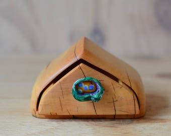 Huon Pine box. Wood drawer box. Little wooden box. Small box. Wood ring box. Glass sculpture. Glass drawer knob. Keepsake box. Tasmania box