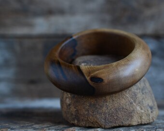 Medium wooden bangle Tasmanian Black Heart Sassafras sculptural bangle