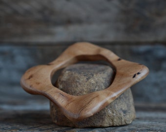 Medium-small size wooden bangle carved Australian eucalyptus handmade blackbutt