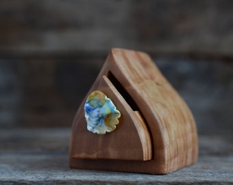 Small wooden Australian reclaimed timber rare Tuart keepsake ring box with handmade glass drawer pull Western Australia