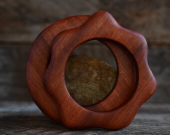 Set of two medium sized Australian wooden reclaimed river redgum bangles