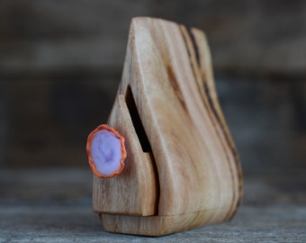 tiny wooden Australian reclaimed timber collectible box with sculptural handmade painterly glass drawer pull