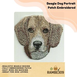 2.625" Beagle Dog Patch, Embroidered Iron On Portrait Applique