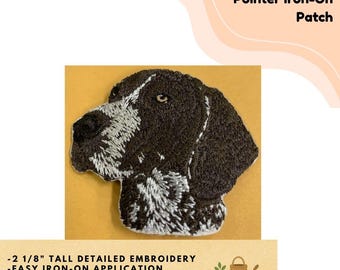 2 1/8" German Shorthaired Pointer Embroidered Patch, Iron-On Dog Breed Applique