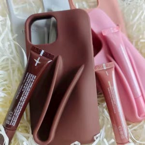 Lemontini Toast Lip Gloss iPhone Case – Silicone Phone Cover with Lipstick Holder | Compatible iPhone 11-17 Pro Max