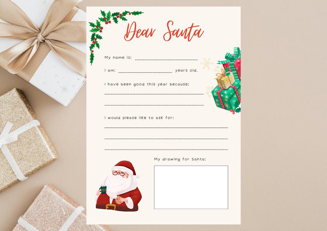 Letter to Santa Printable, Christmas Wish List (PDF) - Etsy