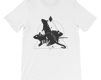 Rat Shirt, Mouse Lover T-Shirt, Strange Art Graphic Tee, White Wiccan Clothing, Pastel Goth Soft Grunge Geometric Witchy Tshirt