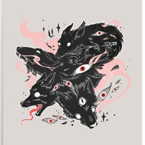 Wolf Art Print, Goth Wall Art, Gothic Witchy Nature Artwork Poster