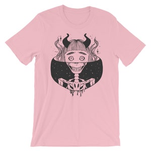 Skeleton Monster Girl Gothic T-Shirt, Strange Art Goth Graphic Tee