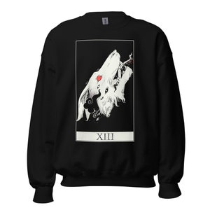 Wolf Death Tarot Card Sweatshirt, Black Goth Witchy Sweater, Dark Aesthetic Shirt