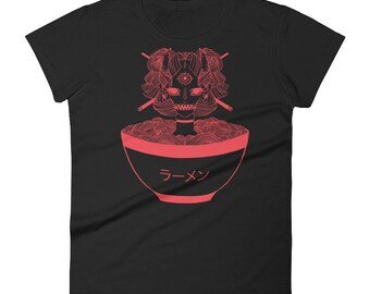 Monster Girl Ramen Noodle Manga T-Shirt, Anime Art Graphic Tee, Ladies Shirt