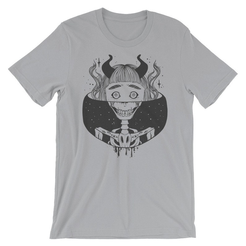 Cosmic Skeleton Bone Demon Girl Fantasy Artwork Gothic T Shirt image 1