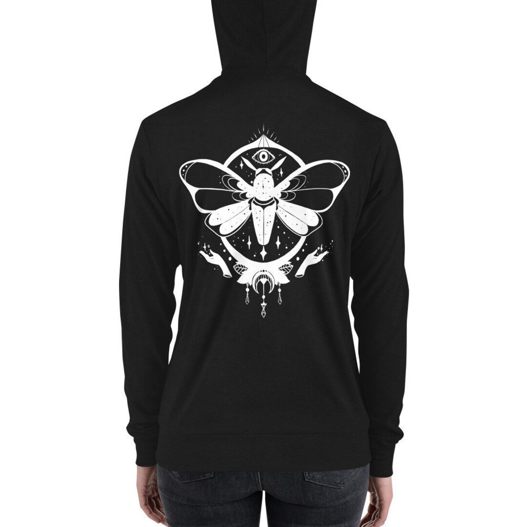 Goth Moth Magic Zip up Hoodie Jacket Witch Aesthetic Clothing - Etsy
