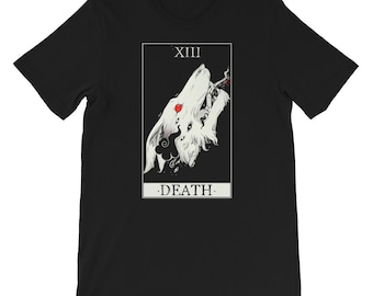 Death Tarot Card Shirt, Wolf Art Graphic Tee, Wiccan Clothing, Esoteric Occult Goth T Shirt