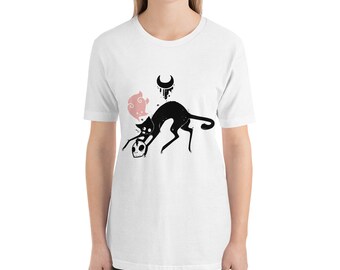 猫モンスターTシャツ、不気味なパステルゴスグラフィックTシャツ