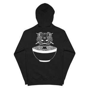 Ramen Noodle Anime Monster Unisex Fleece Zip Up Hoodie, Goth Emo Manga Aesthetic Sweatshirt