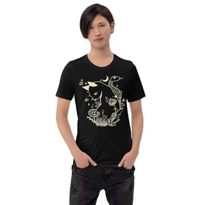 Cat And Snake Art T-Shirt, Graphic Tee, Tattoo Style Line Art image 8