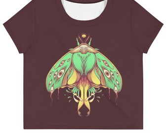 Luna Moth Forestcore Crop Top, Cottagecore Clothing, Festival Shirt, Witchy Alt Gifts For Young Adults