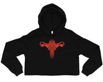 Death Metal Uterus Feminist Cropped Tee, Ovary Artwork Crop Sweatshirt