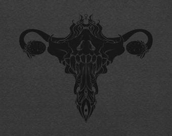 Death Metal Uterus And Ovaries T-Shirt, Gothic Feminism Graphic Tee, Feminist Clothing