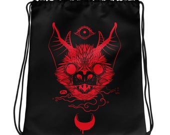 Bat Drawstring Bag, Halloween Goth Purse Backpack