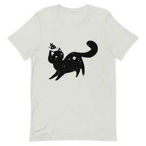 Fat Black Cat Cosmic Space T-Shirt, Kawaii Kitty Anime Graphic Tee