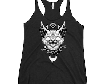 Bat Racerback Tank Top, Witchy Aesthetic Gothic Art Clothing
