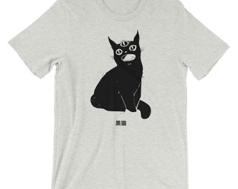 Black Cat Shirt With Japanese Anime Manga Artwork, Graphic Tee