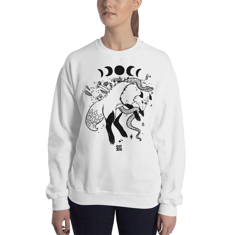 Fox Crew Sweatshirt, Anime Manga Clothing, Japanese Text Long Sleeve Shirt, Cute Art Graphic Tee, Autumn Fall Fashion bild 3