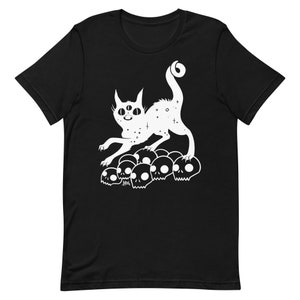 T-shirt unisexe White Cat On Skulls, tee-shirt alternatif gothique, vêtements nu goth