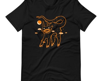 Creepy Cute Black Cat T-Shirt, Weirdcore Grunge Alt Clothing, Witchy Tee Shirt, Goth Aesthetic Witch Tops