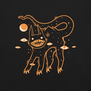不気味でかわいい黒猫のTシャツ、奇妙なグランジオルタナティブファッション、魔女のTシャツ、ゴス美学の魔女トップス