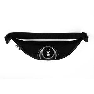 Moth Magic Goth Black Fanny Pack, Witchy Moon Phases image 3
