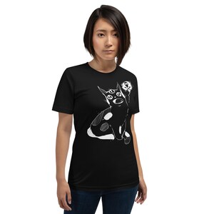 Strange Cat Shirt, Goth Clothing, Graphic Tee, Unisex Grunge Tshirt, Third Eye Art T-Shirt image 7