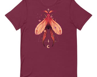 Occult Moth T-Shirt, Mystical Luna Moth Graphic Tee, Witchy Insect Shirt, Celestial Goth Aesthetic Unisex Tee, Dark Nature Gift