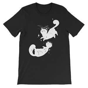 Kawaii Space Cats Cute Kitty T-Shirt, Animal Streetwear Graphic Tee, Art Shirt