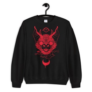 Bat Black Sweatshirt, Goth Sweater Shirt, Gothic Winter Clothing