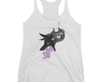 Wild Wolf Space Dog With Stardust Racerback Tank Top, Witchy Aesthetic Gothic Art Clothing