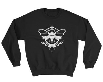 Magic Moon Moth Sweatshirt, Wiccan Occult Goth Sweater Shirt