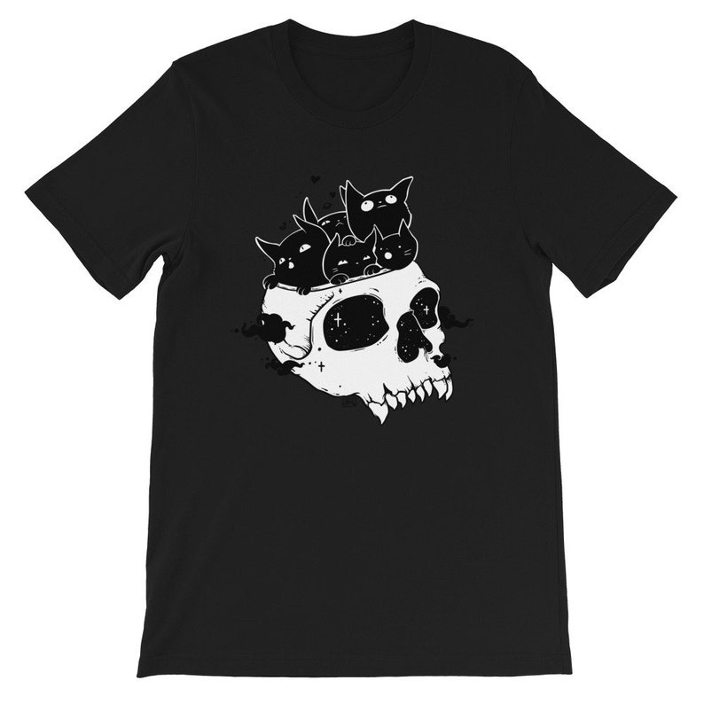 Black Cats In Skull T-Shirt Spooky Halloween Graphic Tee | Etsy