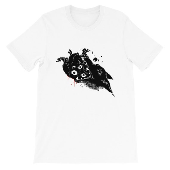 Wolf Eating Anatomical Heart Unisex T-shirt, Grunge Artwork